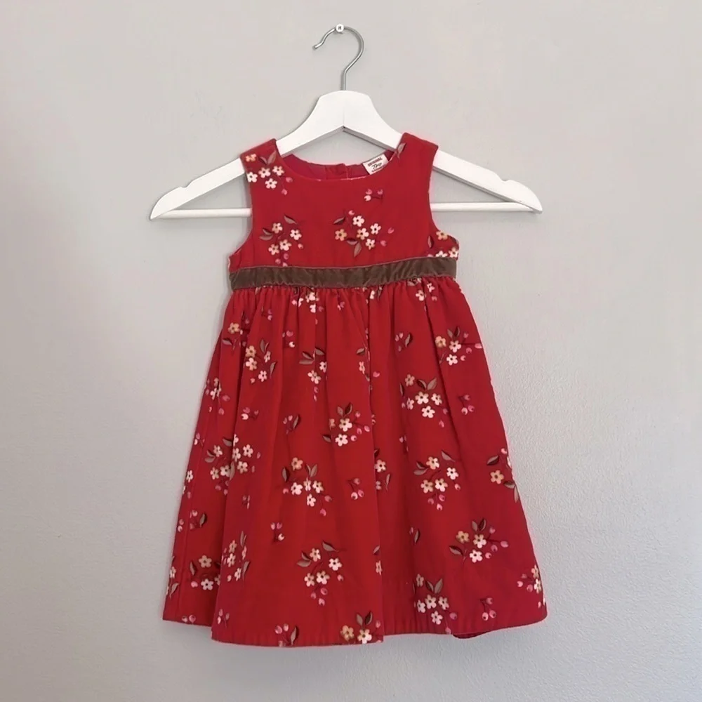Gap “original” red velvet baby girls dress size 2 retro vintage gorgeous